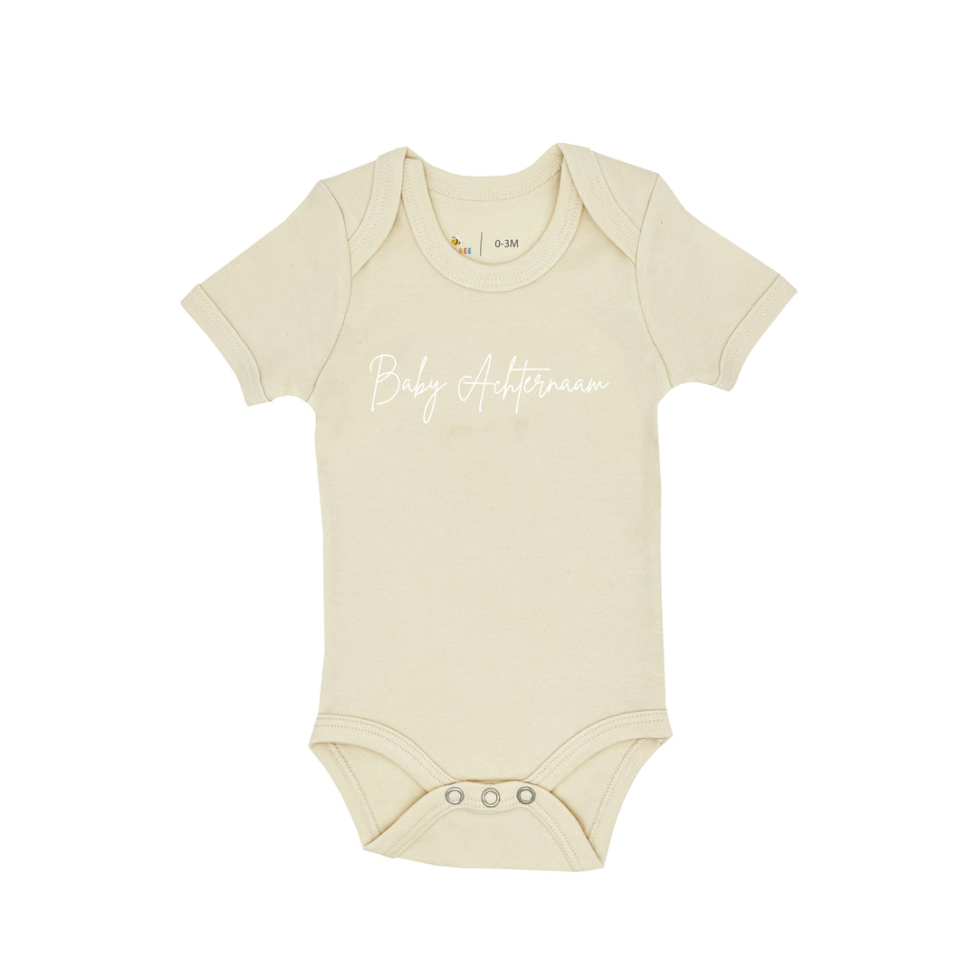 Romper Baby + Achternaam | Beige