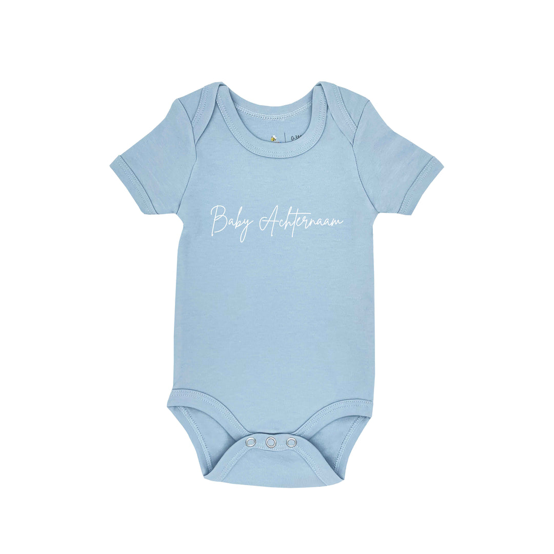 Romper Baby + Achternaam | Blauw